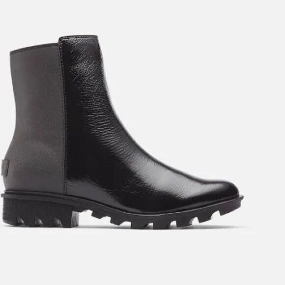 Sorel Phoenix Zip Waterproof Lug Sole Boot in Patent Black 8 - Picture 4 of 15